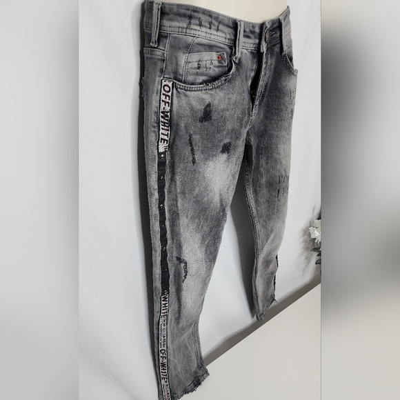 🔥Woox Denim Boyfriend Jeans with Distressed Acid Wash Size W25×L27 - Picture 2 of 6